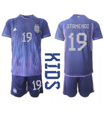 Argentina Nicolas Otamendi #19 Replika Babytøj Udebanesæt Børn VM 2022 Kortærmet (+ Korte bukser)